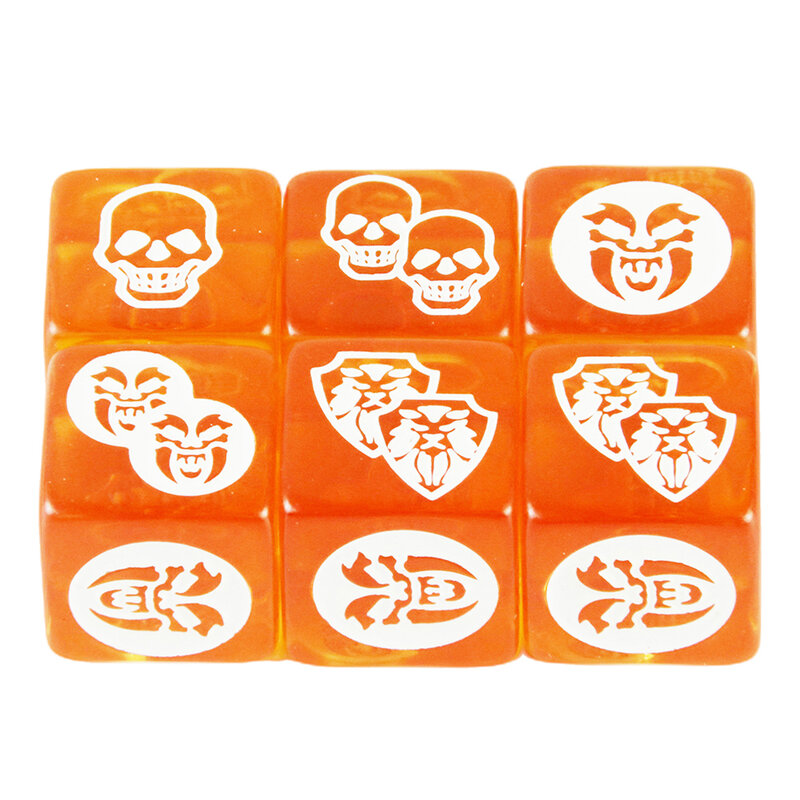Игральные кости 4 шт.-10 шт. D6 игральные кости прозрачные оранжевые с белым рисунком для детской игры