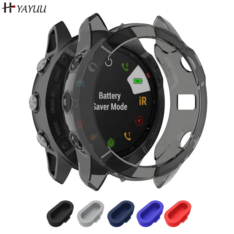 YAYUU Case Cover for Garmin Fenix 6 6S 6X Sapphire Case Protector TPU Protective Case Frame for 6 Pro 6S Pro 6X Pro Watch