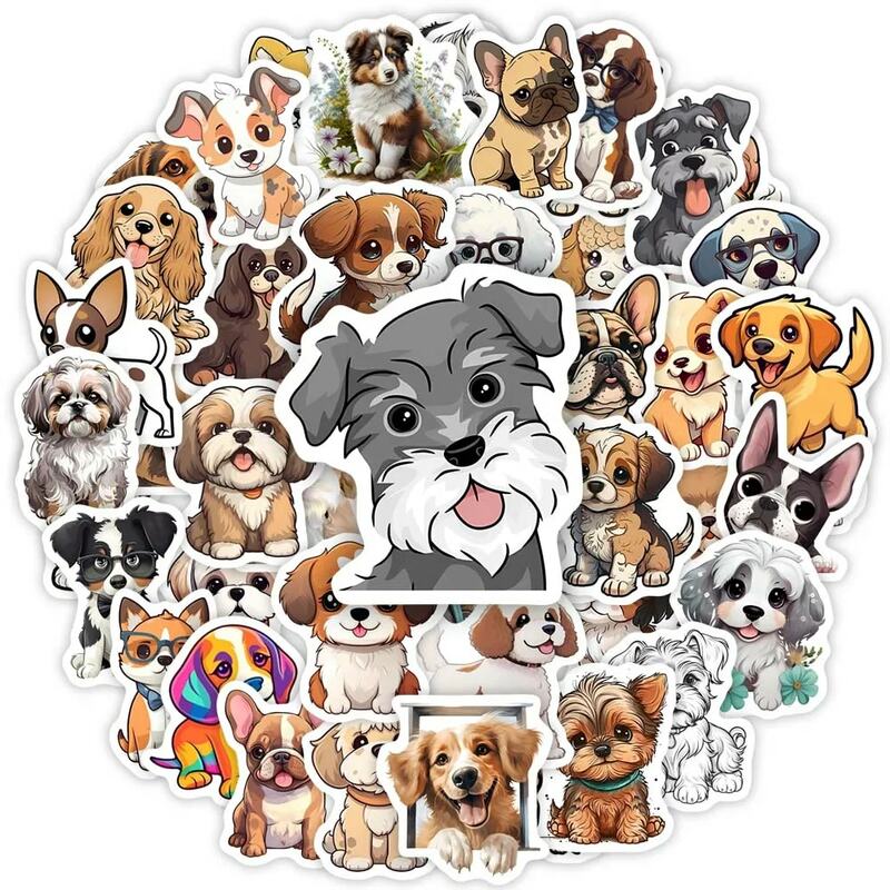 Impermeável Cute Puppy Dogs Adesivos, Cão Kawaii Pet, Animais de desenhos animados, DIY Presente, Laptop, Telefone, Caneca Decoração
