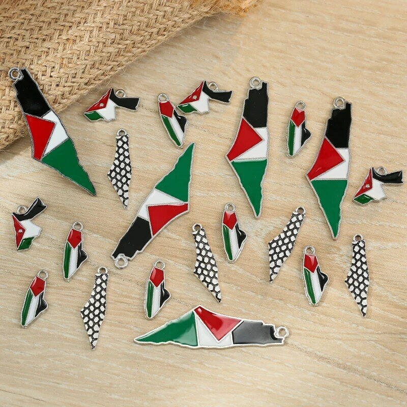 Dijes colgantes de mapa de Israel y Palestina, collares DIY, accesorios para hacer joyas, estilo mixto, 16 piezas por lote