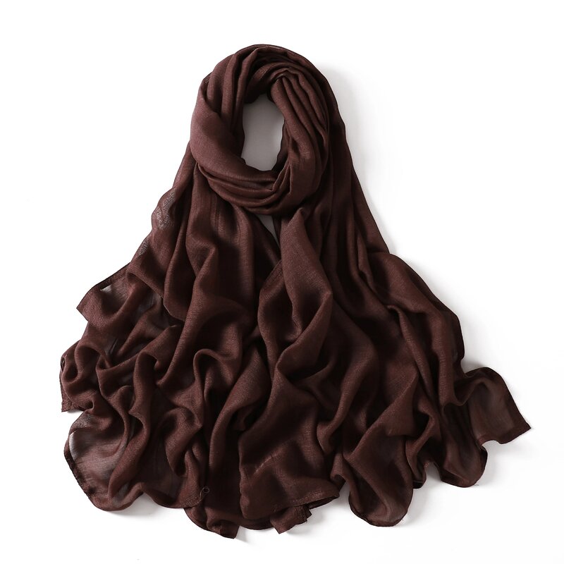 Écharpe Hijabs en Coton et Rayonne pour Femme Musulmane, Turban Islamique de Couleur Unie, Grand Châle Long