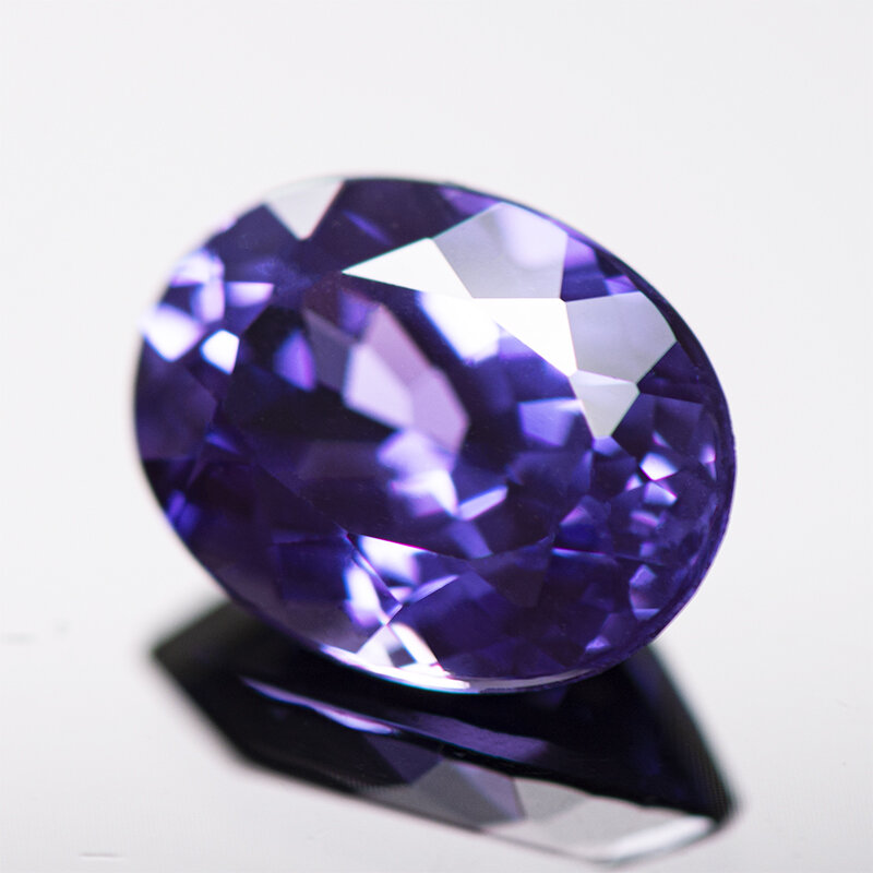 Gemstones Beads para Fazer Jóias, Lab Grown Sapphire, Forma Oval, Cor Azul Purplish, Material Selecionável, Certificado AGL, DIY Encantos