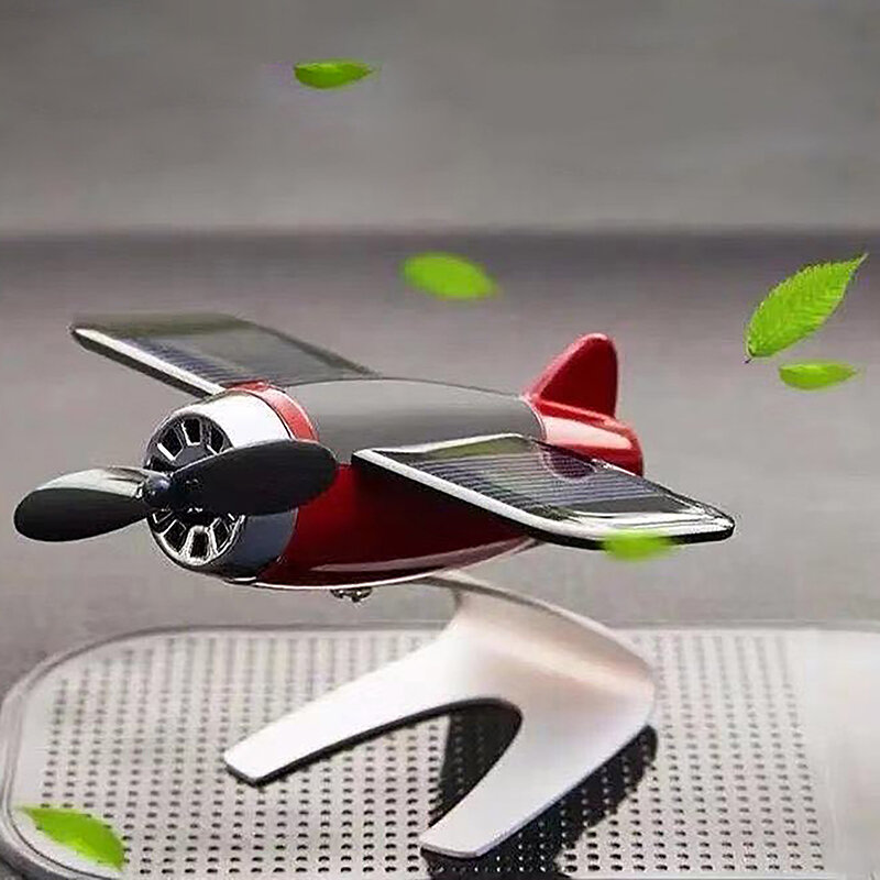 Mini Auto Vliegtuig Model Luchtverfrisser Zonnepaneel Met Solide Geurige Auto Parfum Aroma Diffuser Ornament Auto Decor Accessoires
