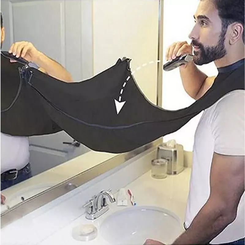 Man Shave Beard Apron Black Hair Shave Apron Ib Trimmer Holder Beard Catcher Waterproof Household Household Cleaning Tools