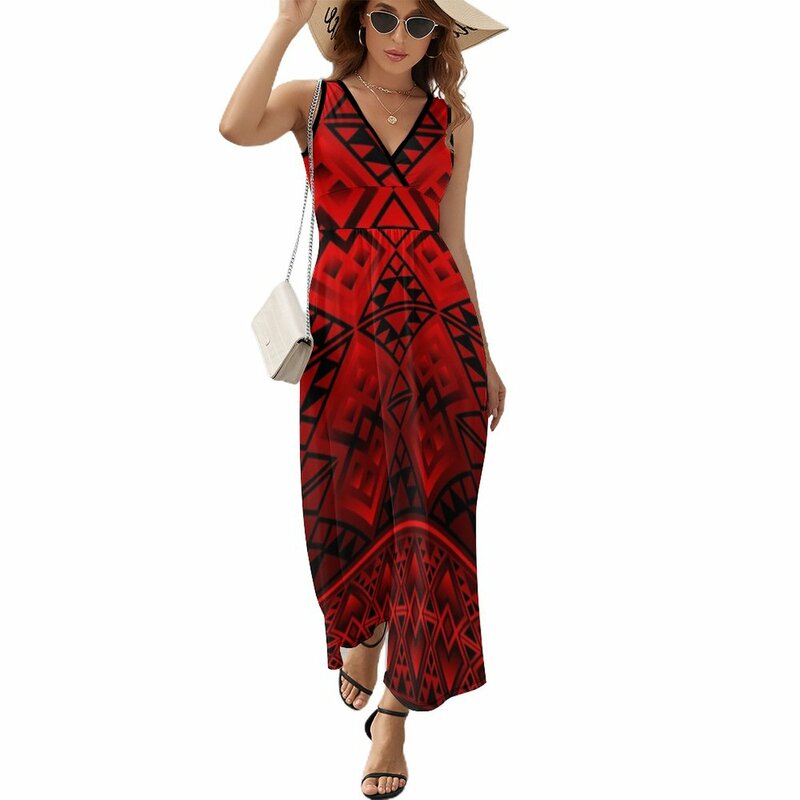 Женское платье без рукавов, красное летнее платье свободного покроя, 2023