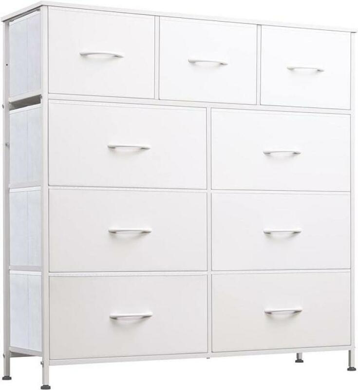 A! Torre de armazenamento de tecido para o quarto, Alto peito Organizador Unit, Dresser Unit, Corredor Closet, 9-Drawer