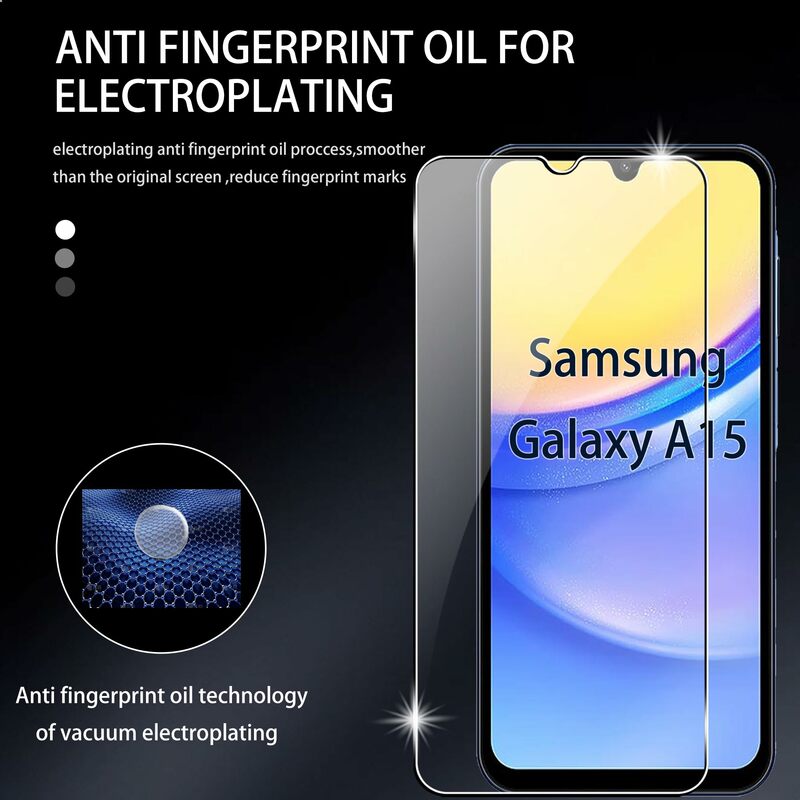 Protetor de Tela para Samsung Galaxy A15, 4G, 5G, Vidro Temperado, HD 9H, Alto Alumínio, Transparente, Transparente, Anti Risco Caso Amigável