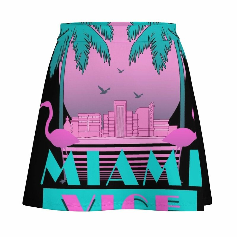 Miami Vice-minifalda de diseño Retro de los años 80 para mujer, elegante, social, midi