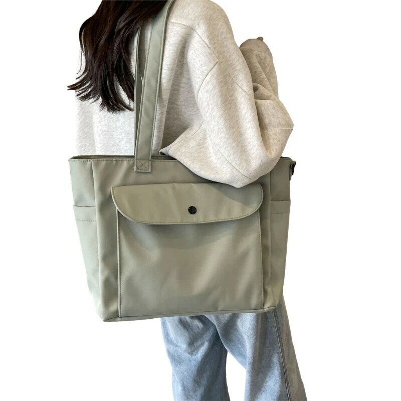 Tas kurir tas sekolah kapasitas besar tas bahu nilon selempang tas belanja tahan cipratan untuk tas tangan wanita perempuan