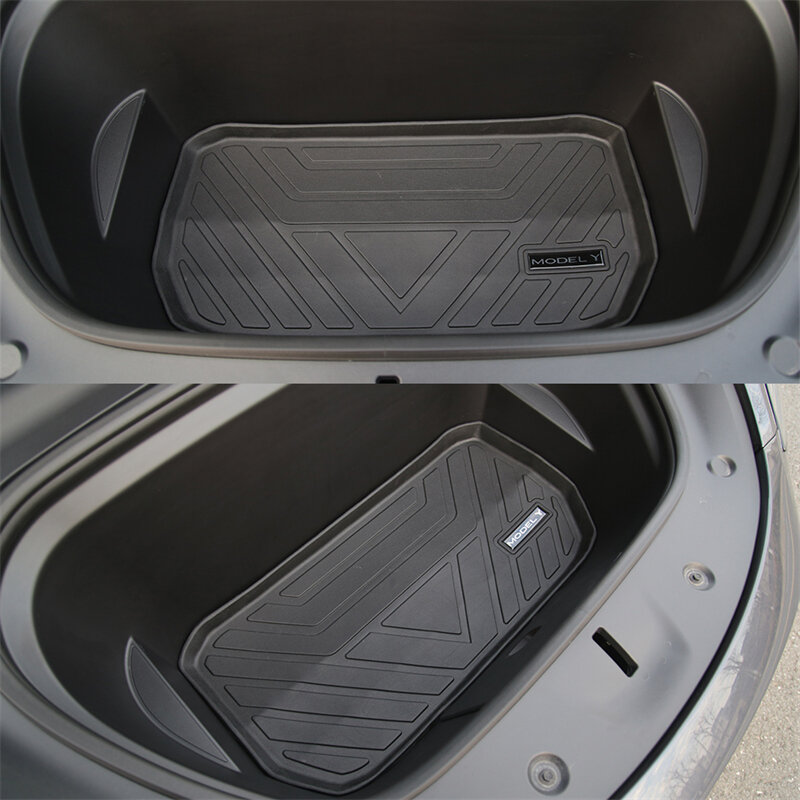 Untuk Tesla Model Y Model 3 2021-23 TPE bagasi depan belakang mobil kotak penyimpanan bantalan alas tahan air pelindung Liner baki lantai bagasi