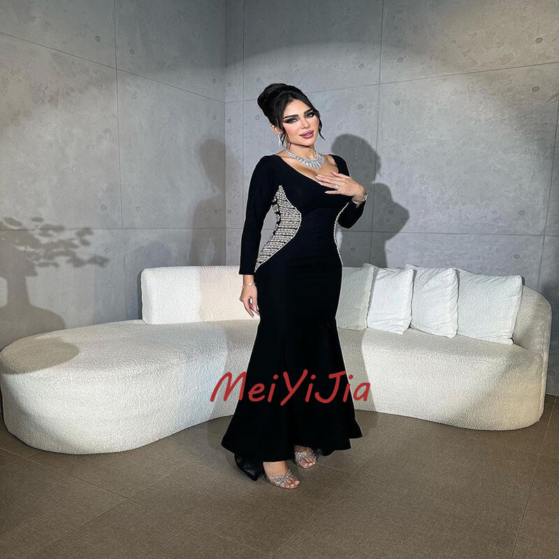 Meiyijia  Evening Dress Saudi Long Sleeves Elegant Sweet heart Beaded  Arabia  Sexy Evening Birthday Club Outfits Summer 2024
