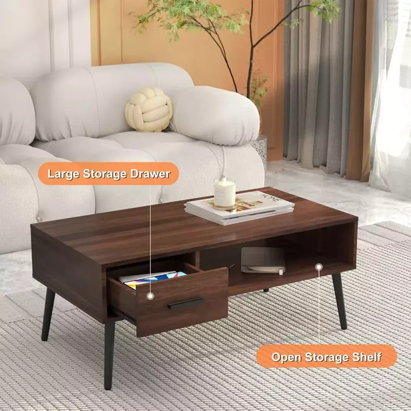 Lism haioou Couch tisch, offenes Ablage fach, stabiler Boden-kratz festes Kiefern bein für Zuhause, Büro, Wohnzimmer