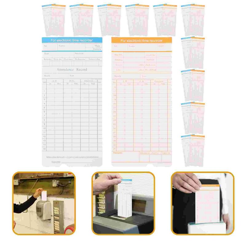 100 Sheets Sheet Attendance Cards Paper Office Supply Double-sided Attendance Cards