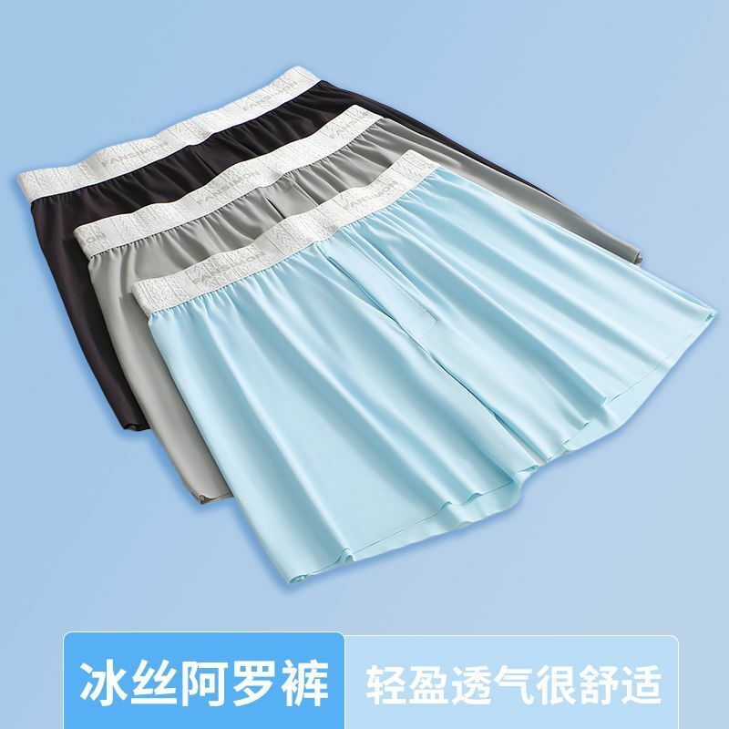 Celana pendek transparan untuk pria, celana pendek musim panas ukuran Plus, celana pendek tidur kasual untuk pria