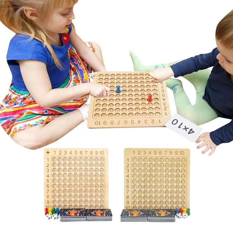 Madeira montessori multiplicação jogo de tabuleiro matemática jogo de quebra-cabeça para crianças criança aprendizagem brinquedos educativos com um tabuleiro de xadrez