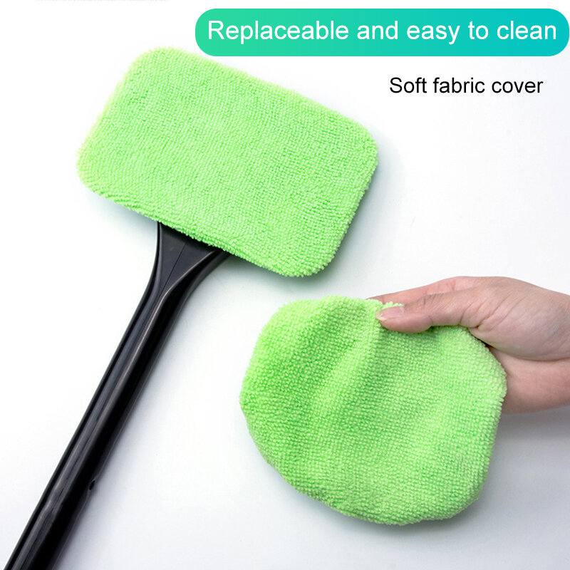 Window Windshield Cleaning Brush Microfiber Cloth Car Glass Cleaner With Handle Dust Cleaning Tools For Inside Glass Wiper