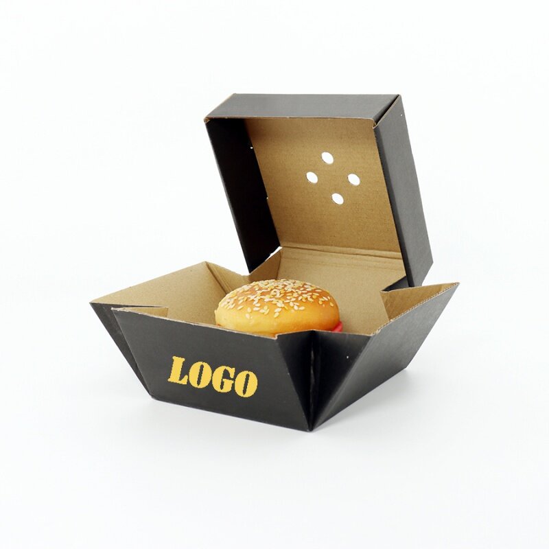 Утолщенная коробка для гамбургеров под заказ, Гофрированная упаковка от производителя, новый дизайн, коробка для гамбургеров