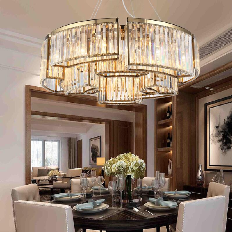 New crystal chandelier American custom light round light luxury hotel designer gold LED lights