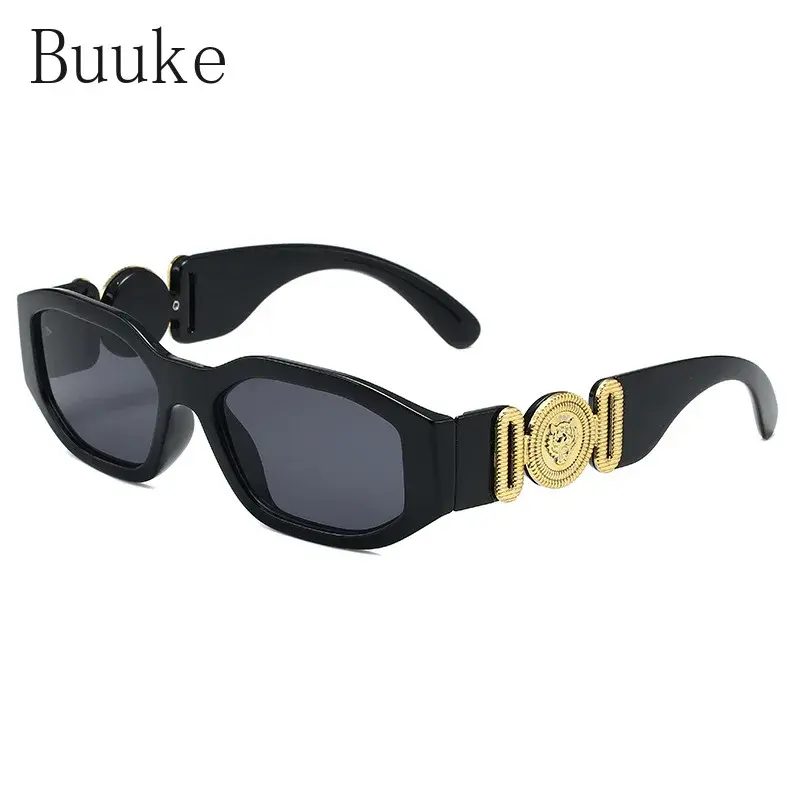 Kacamata hitam persegi tidak beraturan Retro baru untuk pria wanita kacamata matahari bingkai kecil desainer mode produk Trending UV400