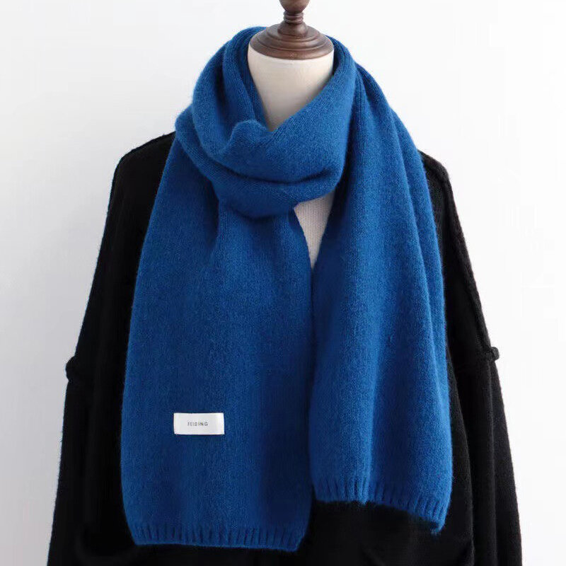 1 шт. новый зимний однотонный вязаный теплый ветрозащитный и универсальный шарф пальто Модные аксессуары