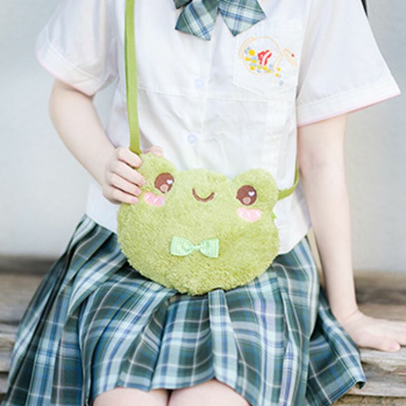Funny Cute Outdoor Plush Bag Children Travel Korean Style Handbags Cute Small Bags Frog Women Handbags