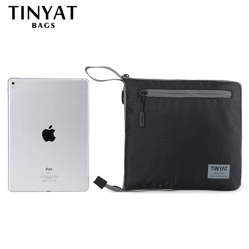 TINYAT-bolsa de viaje plegable para hombre y mujer, bolso de mano portátil de gran capacidad, impermeable, de nailon, de viaje, color negro