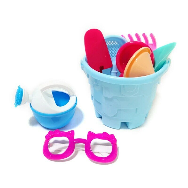 HUYU Sandbox Toys Set Includes Mesh Beach Net, Bucket, Shovels, Sifter, Rake, Watering Can, Outdoor Toys for Beach