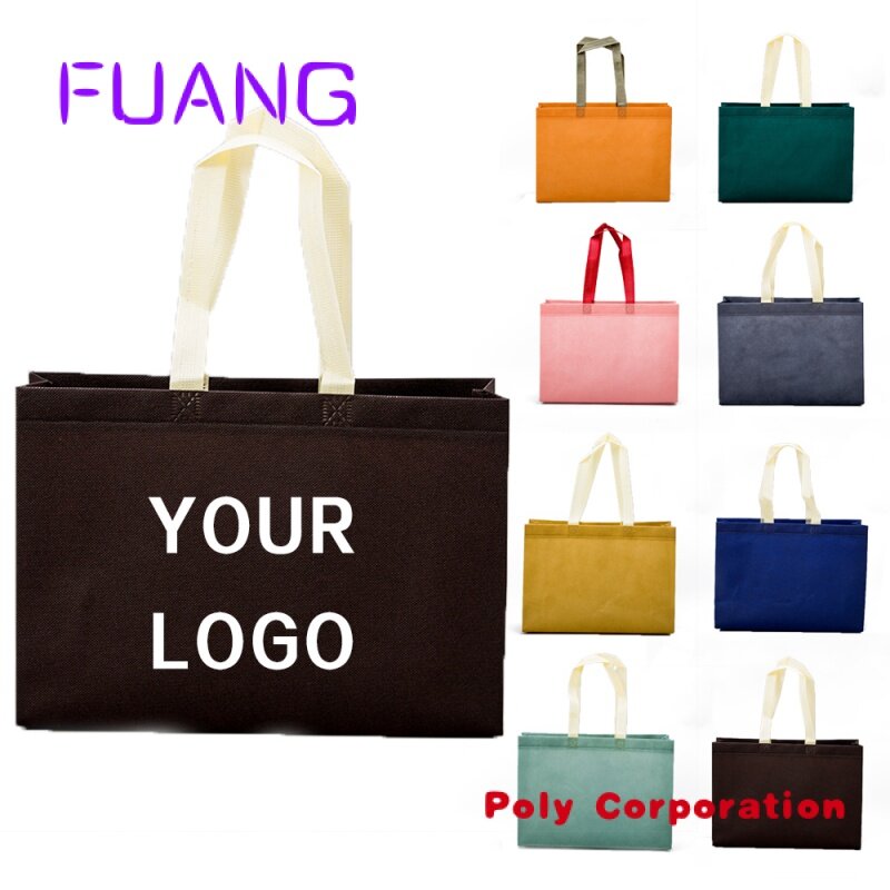 Bolsas de compras con logotipo impreso personalizado, bolsos de mano no tejidos con logotipo de Color impreso, promoción barata