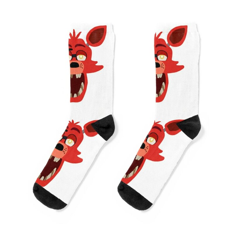 Foxy calcetines de arte sin línea kawaii para hombre y mujer, calcetín divertido