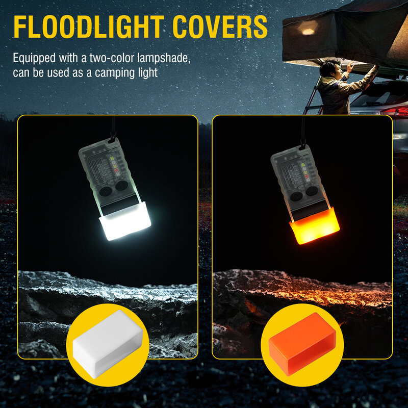 Boruit-Lanterna LED portátil com Magnet Beep, V20-1 Chaveiro, Mini Tocha, Tipo-C, Luz de Trabalho Recarregável, Lanterna UV, 365nm