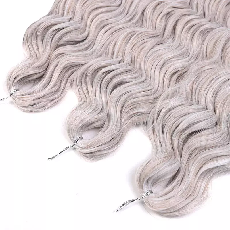 Anna hair-人工ルーズディープウェーブ編組ヘアエクステンション、ウォーターウェーブブレード、オンブルブロンド、かぎ針編みカーリー髪、150g、24インチ