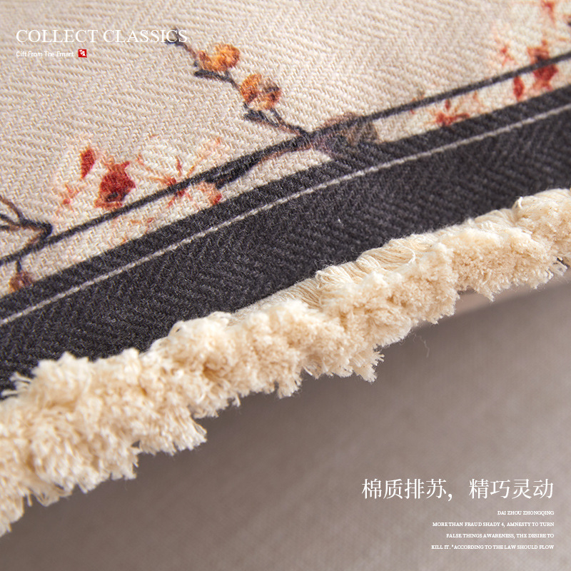 新しい中国風のスタイルの枕カバー,豪華な綿とリネンのソファクッションカバー,寝室,車の装飾用,45x45cm