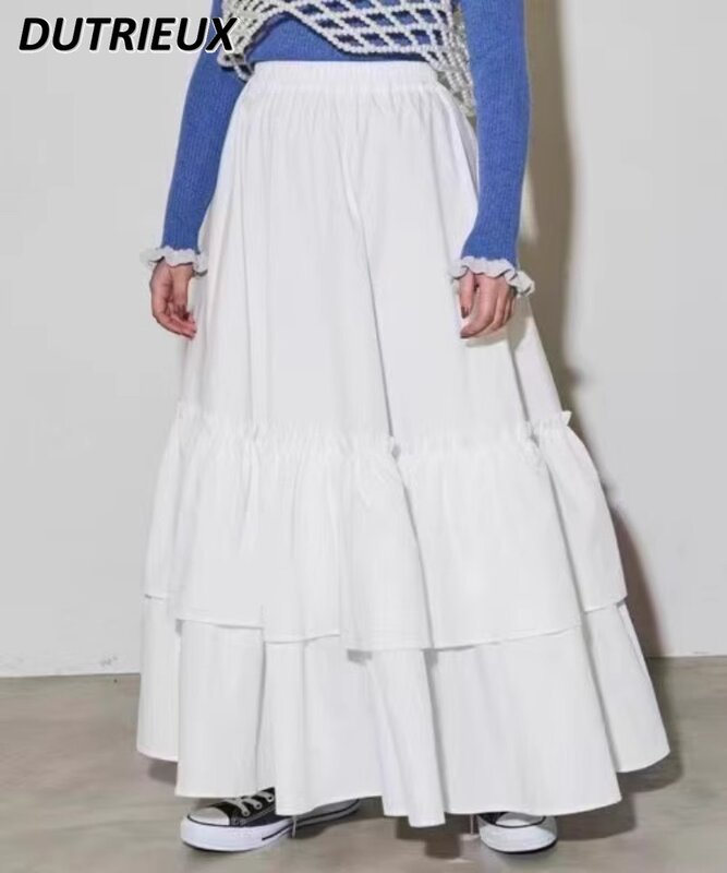 Длинная юбка с поясом на резинке в японском стиле