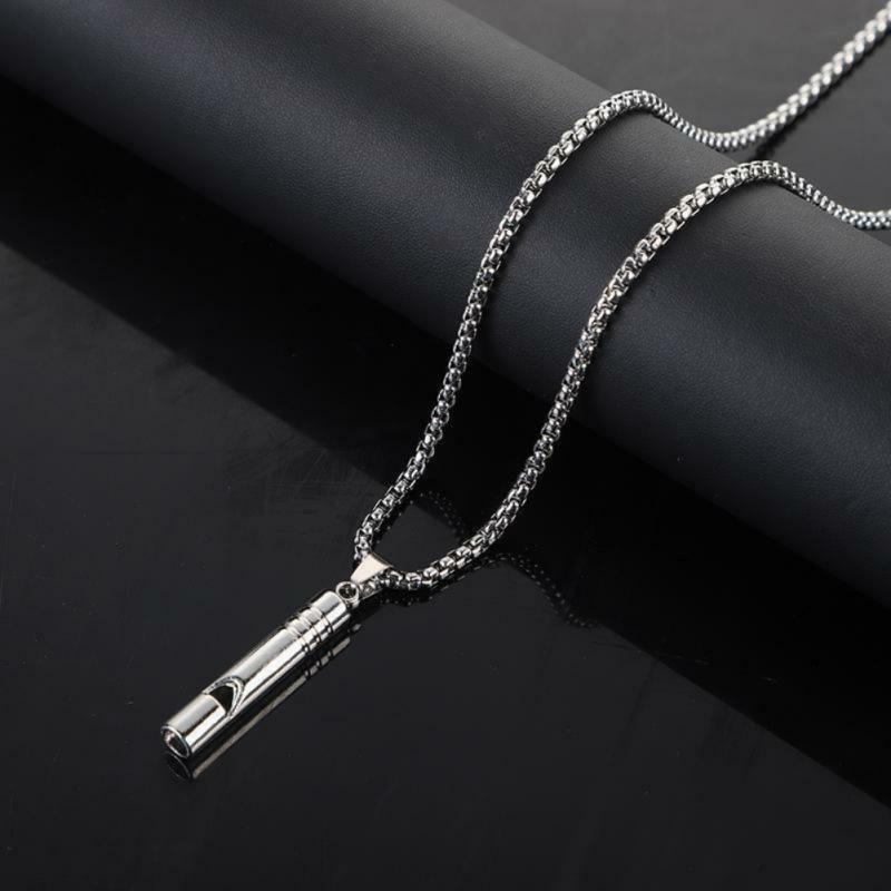 1~10PCS Whistle Necklace Pendant Emergency Survival Whistle Outdoor Hiking Camping Necklaces  Stainless Steel Punk Whistle