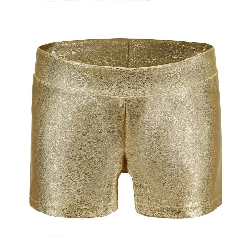 Bottoms de boxer bronzeador brilhante para meninas, shorts para esportes de ioga, ginástica de ginástica, crianças