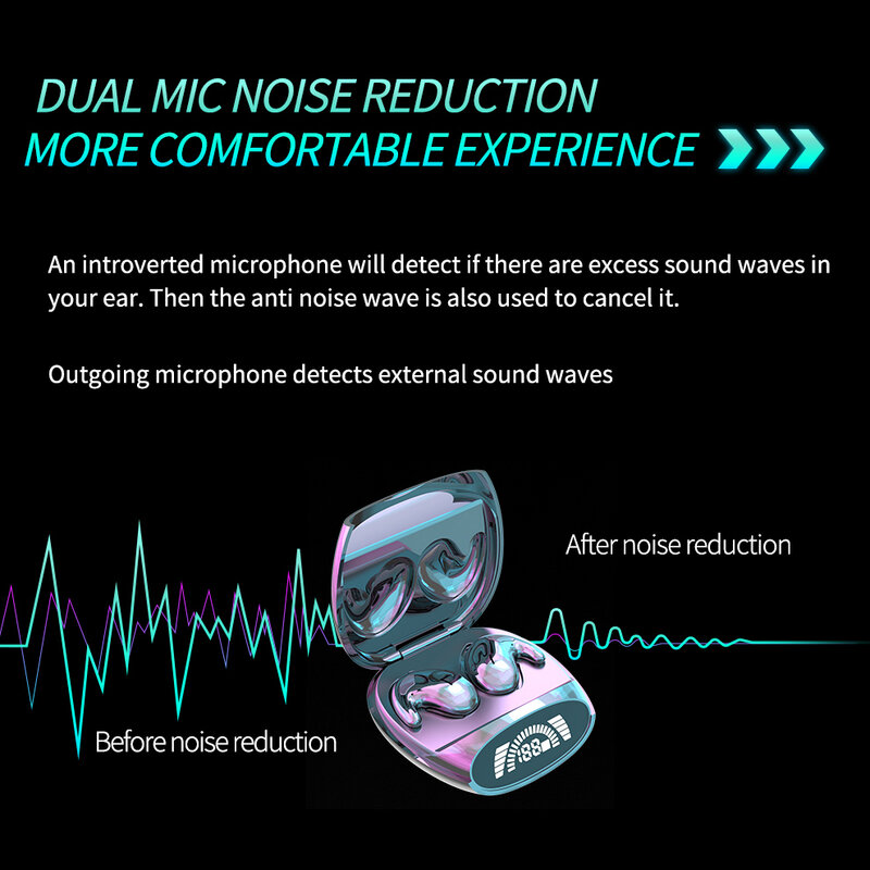 Earbud tidur tidak terlihat, headphone Mini Kecil tersembunyi Noise Cancelling TWS headset nirkabel olahraga Stereo Bluetooth 5.3 Earphone