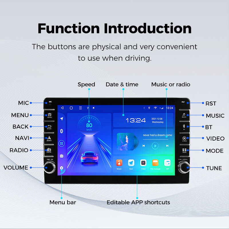 Ainavi-Android Car Radio Stereo para Honda Jazz Fit 2008-2013, Leitor de Vídeo Multimídia, Carplay, Auto Navegação GPS, 2Din