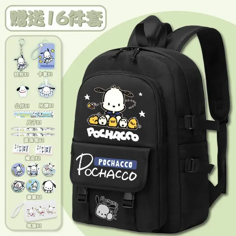 Sanrio กระเป๋านักเรียนสำหรับผู้ชายและผู้หญิง, ใหม่กระเป๋านักเรียนลายการ์ตูนกันน้ำน่ารักกระเป๋าเป้สะพายหลังเด็กความจุมาก