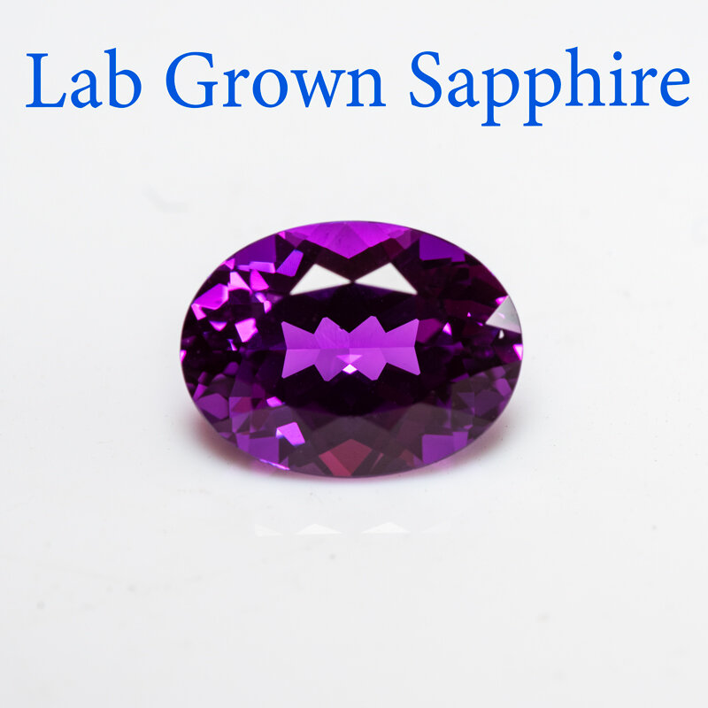 Lab tumbuh safir bentuk Oval keunguan warna merah pesona batu permata Diy bahan membuat perhiasan dipilih sertifikat AGL