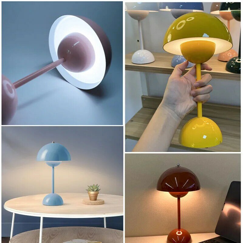 Lampu meja jamur isi ulang USB, tiga pengaturan kecepatan dalam ruangan, perlengkapan pencahayaan bunga Bud, lampu meja, dekorasi lampu malam