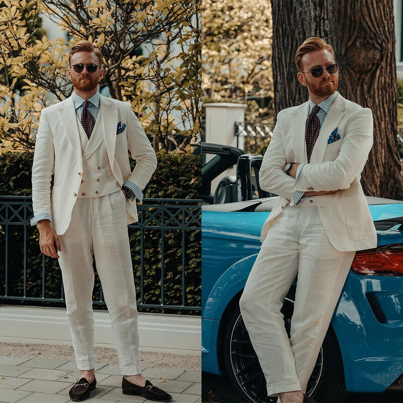 Klassischer Herren Hochzeits anzug einfarbig Smoking Kerbe Revers Slim Fit Bräutigam tragen Business 3 Stück Jacke Hosen Weste