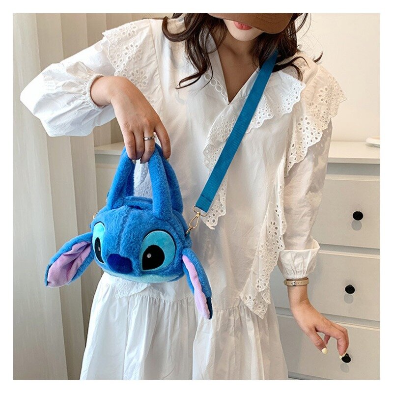 Disney-Bolso de peluche de Lilo & Stitch para niños, bolsa de mensajero de felpa Kawaii, bolso de mano para niña, juguetes de peluche de Anime, bolsa suave de peluche de dibujos animados
