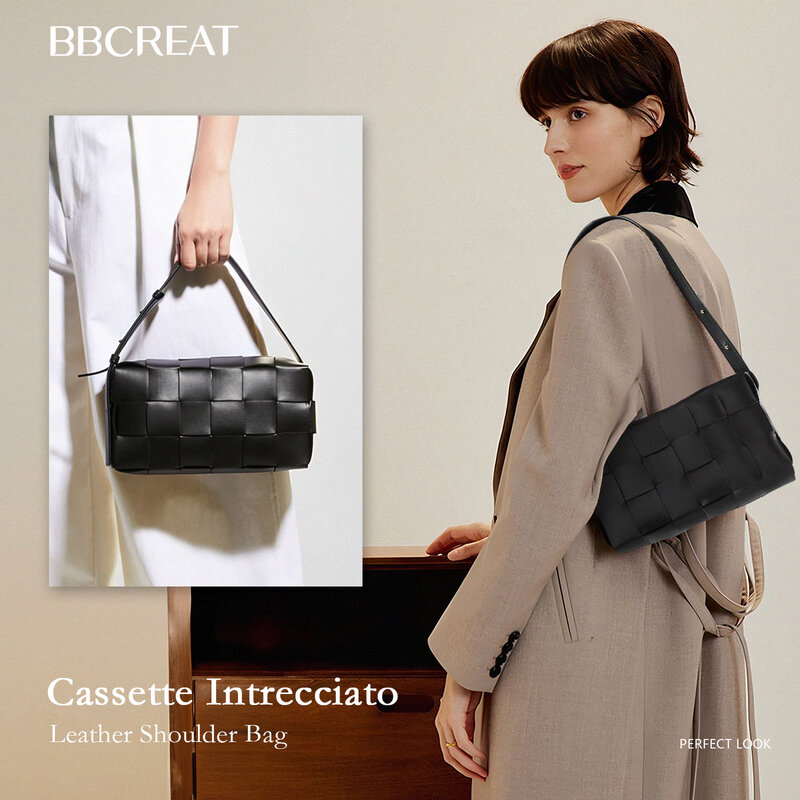 Set tas wanita kulit persegi, tas bahu rajut wanita, tas tangan kapasitas besar, tas selempang mewah dengan dompet
