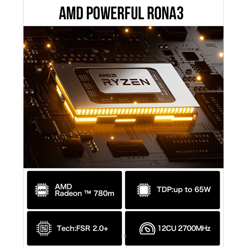 GMKtec Mini Pc GMK K6 AMD R7-7840HS NUCBOX Design of dual fan system Window 11 Pro AMD Radeon™ 780M T ype-C Thunderbolt 4.0