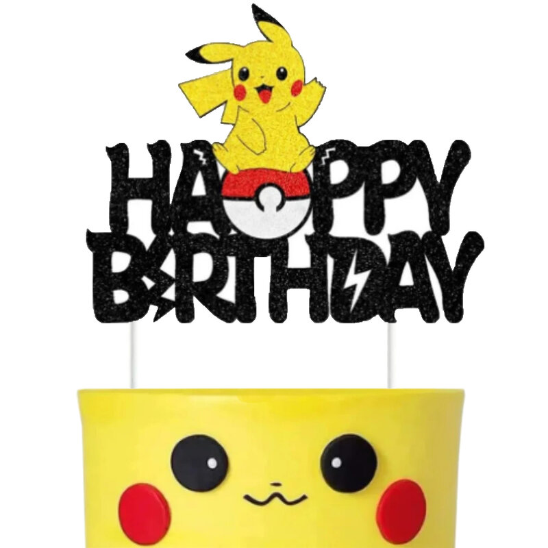 Pokemon Baby Shower Cake Topper Poke Ball Birthday Party Decoration Pikachu Anime Wedding Decor Happy Birthday Party Supplies