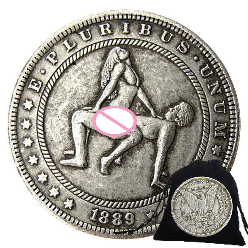 Роскошная романтическая монета для влюбленных для мужчин и женщин, забавные художественные монеты за один доллар, карманная монета для ночного клуба, памятная задняя монета + подарочная сумка
