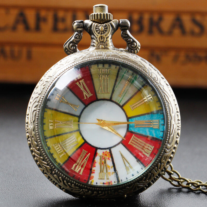 Korean Vintage Pendant Quartz Pocket Watch Delicate Glass Cover Chain FOB Watches Necklace Clock Thin Chain 회중시계