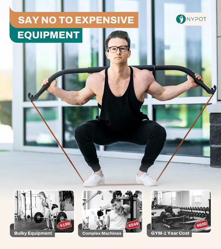 Bandas de resistência portátil com barra para treino doméstico, arco, arco, ginásio equipamento para homens e mulheres
