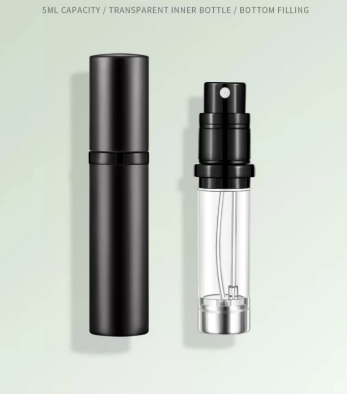 Atomizador de Perfume Portátil, Recipiente Líquido para Cosméticos, Viajando Mini Spray De Alumínio, Garrafa Recarregável Vazia, 5ml