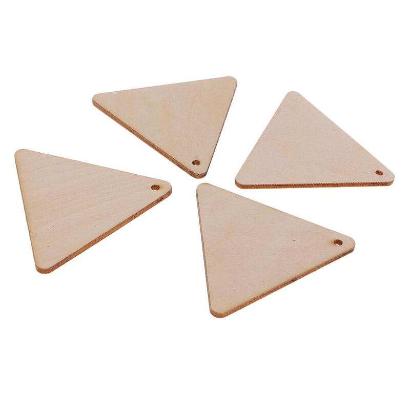 2-4pack Triangle Shape Unfinished Wood Pieces with Hole for Crafts 20 Pieces